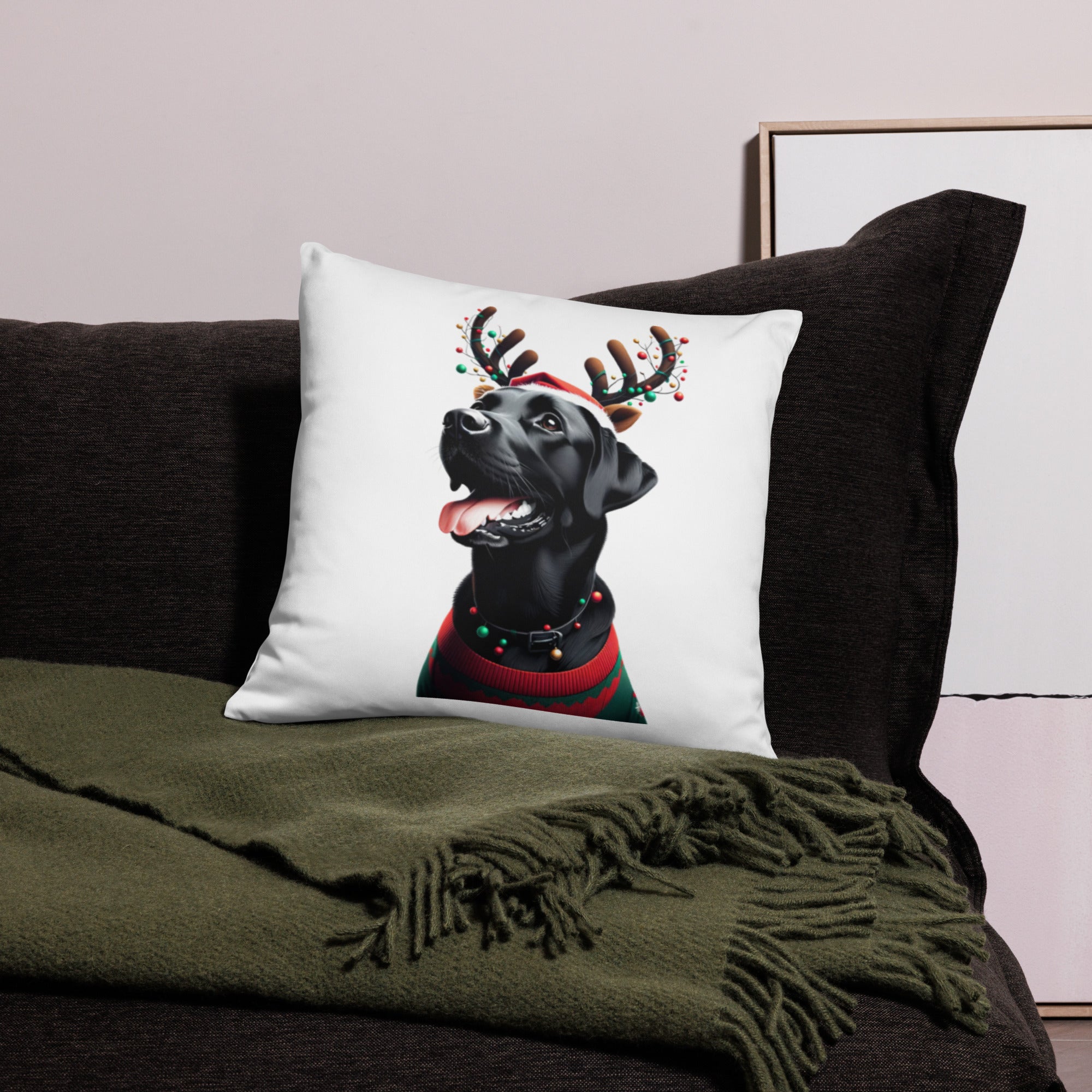 Black Lab Christmas Decorative Accent Pillow WagSwag Store