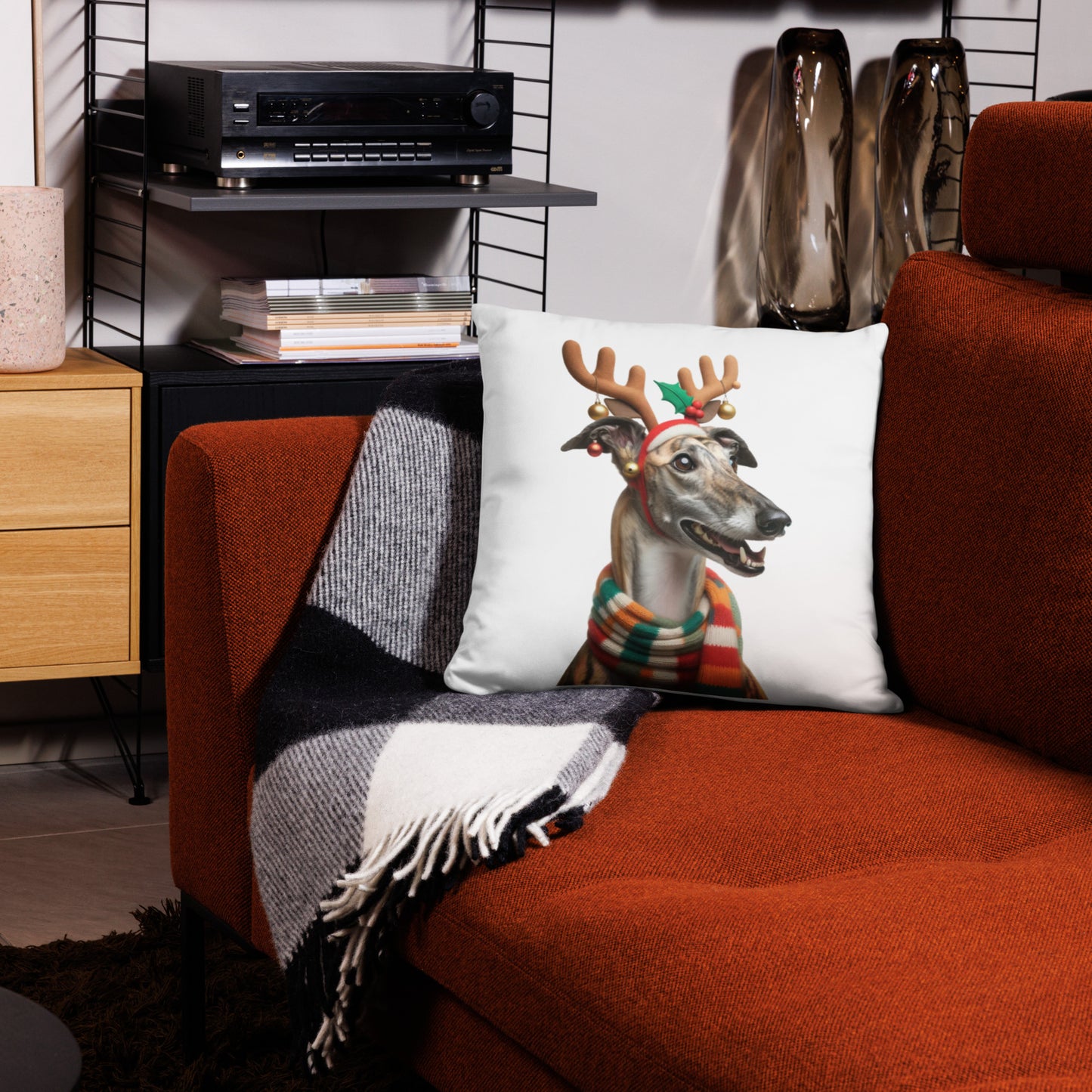 Greyhound Christmas Decorative Accent Pillow